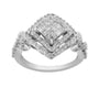 Anillo de racimo con diamantes de 1 ct. p.t. en oro blanco de 14K, foto 4