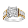 1 1/2 Ct. T.W. Invisible-Set Princess-Cut Diamond Quad Style Engagement Ring in 14K White and Yellow Gold, photo 2