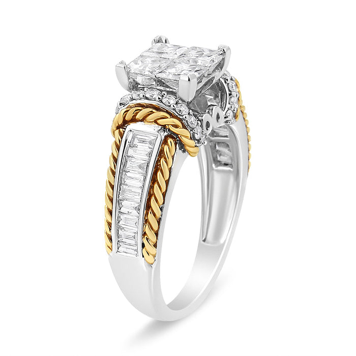 1 1/2 Ct. T.W. Invisible-Set Princess-Cut Diamond Quad Style Engagement Ring in 14K White and Yellow Gold, photo 4