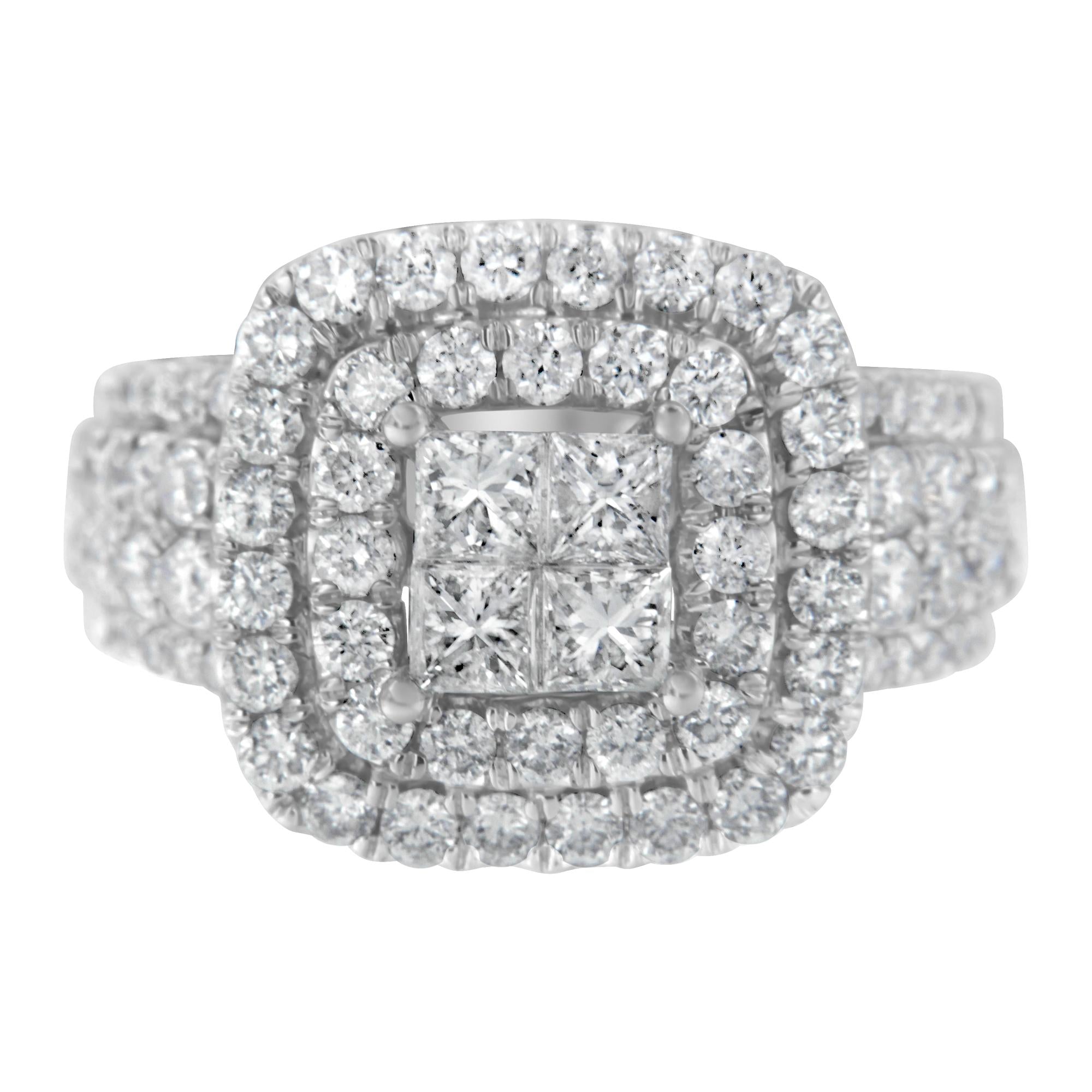 2 1/4 Ct. T.W. Round and Princess Diamond Ring in 14K White Gold, photo 1