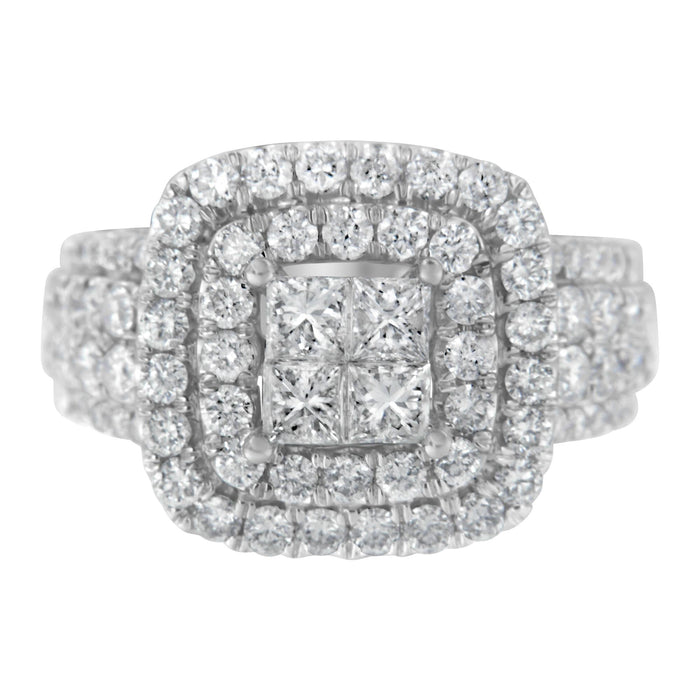 2 1/4 Ct. T.W. Round and Princess Diamond Ring in 14K White Gold, photo 1
