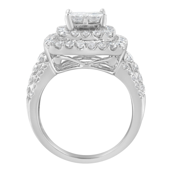 2 1/4 Ct. T.W. Round and Princess Diamond Ring in 14K White Gold, photo 2