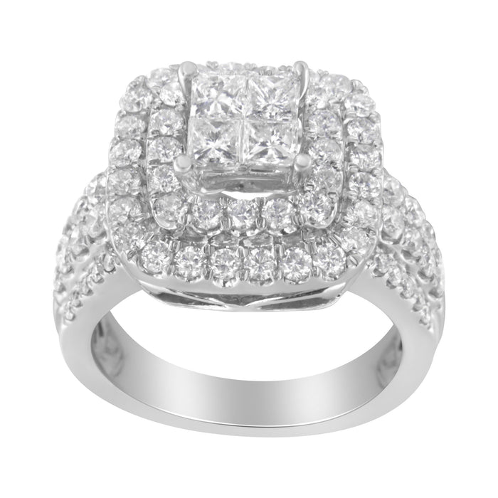 2 1/4 Ct. T.W. Round and Princess Diamond Ring in 14K White Gold, photo 4