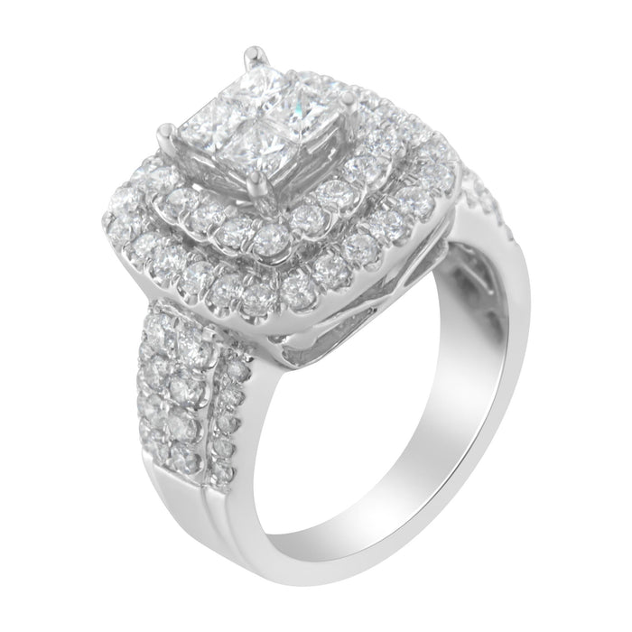 2 1/4 Ct. T.W. Round and Princess Diamond Ring in 14K White Gold, photo 5