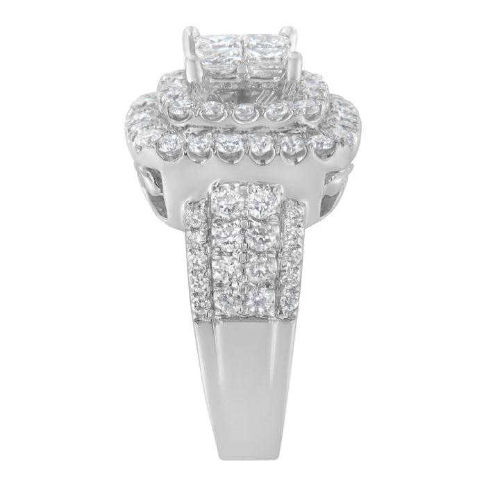 2 1/4 Ct. T.W. Round and Princess Diamond Ring in 14K White Gold, photo 6