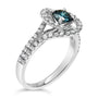 1 1/3 Ct. T.W. White and Treated Blue Diamond Interweaving Double Halo Cocktail Statement Ring in 14K White Gold, photo 4