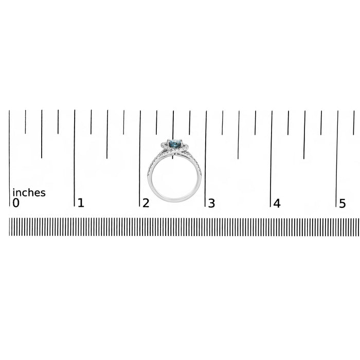 1 1/3 Ct. T.W. White and Treated Blue Diamond Interweaving Double Halo Cocktail Statement Ring in 14K White Gold, photo 7