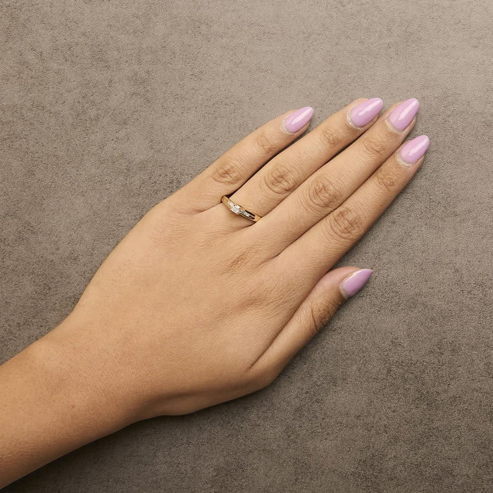 Anillo de compromiso con diamantes de talla princesa de 1/4 ct. p.t. en oro amarillo de 14K, foto 3