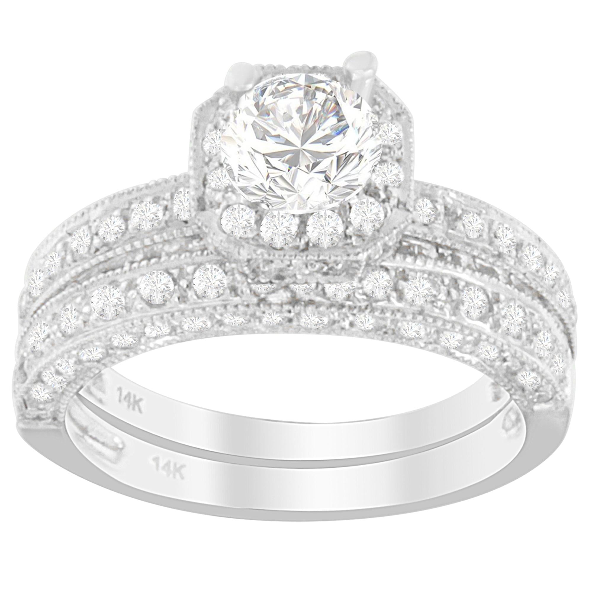 1 Ct. T.W. Round-Cut Diamond Prong-Set Rounded Ring in 14K White Gold, photo 1