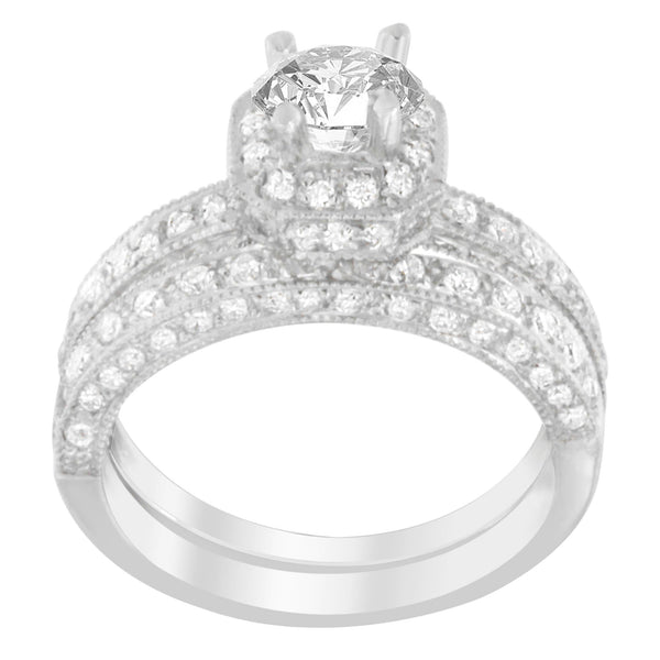 Anillo redondeado de garras con diamantes talla redonda de 1 ct. p.t. en oro blanco de 14K, foto 2