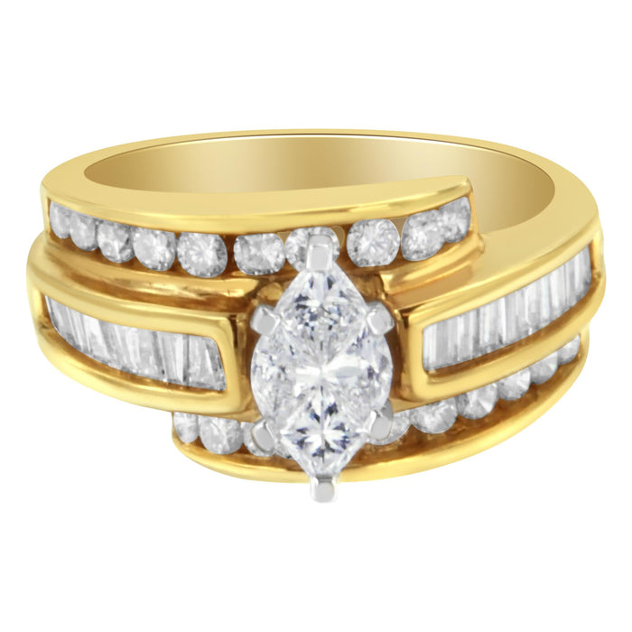 Anillo de cóctel con diamantes de 1 1/3 ct. p.t. en oro de dos tonos de 14K, foto 1
