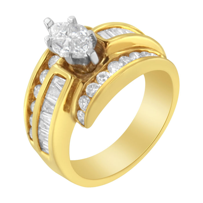 Anillo de cóctel con diamantes de 1 1/3 ct. p.t. en oro de dos tonos de 14K, foto 4
