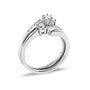 Conjunto de anillos nupciales de compromiso en espiral con diamantes de 3/8 ct. p.t. en oro blanco de 14K, foto 4