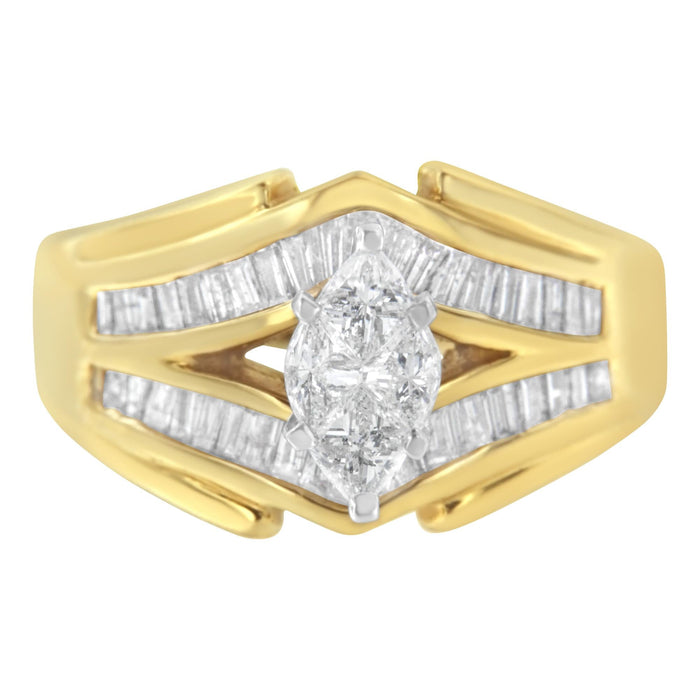 Anillo de cóctel con diamantes de 1 ct. p.t. en oro de dos tonos de 14K, foto 1