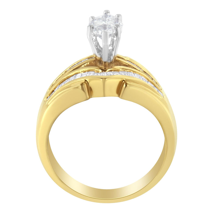 Anillo de cóctel con diamantes de 1 ct. p.t. en oro de dos tonos de 14K, foto 2