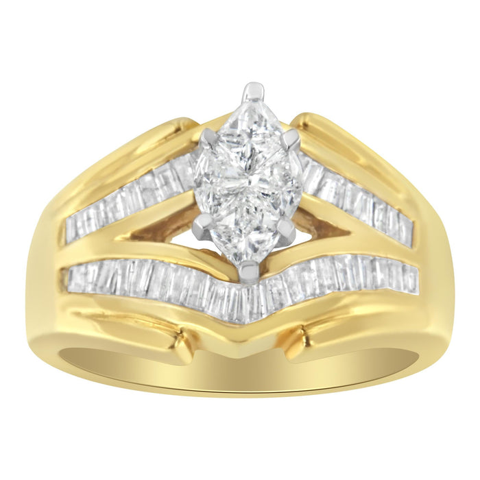 Anillo de cóctel con diamantes de 1 ct. p.t. en oro de dos tonos de 14K, foto 4