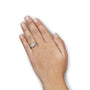 Conjunto de anillo de compromiso y de boda de racimo de 7 piedras y halo con diamantes de 1/3 ct. p.t. en plata de ley, foto 3