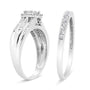 Conjunto nupcial de compromiso con diamantes redondos y talla baguette de 1/2 ct. p.t. en plata de ley, foto 4