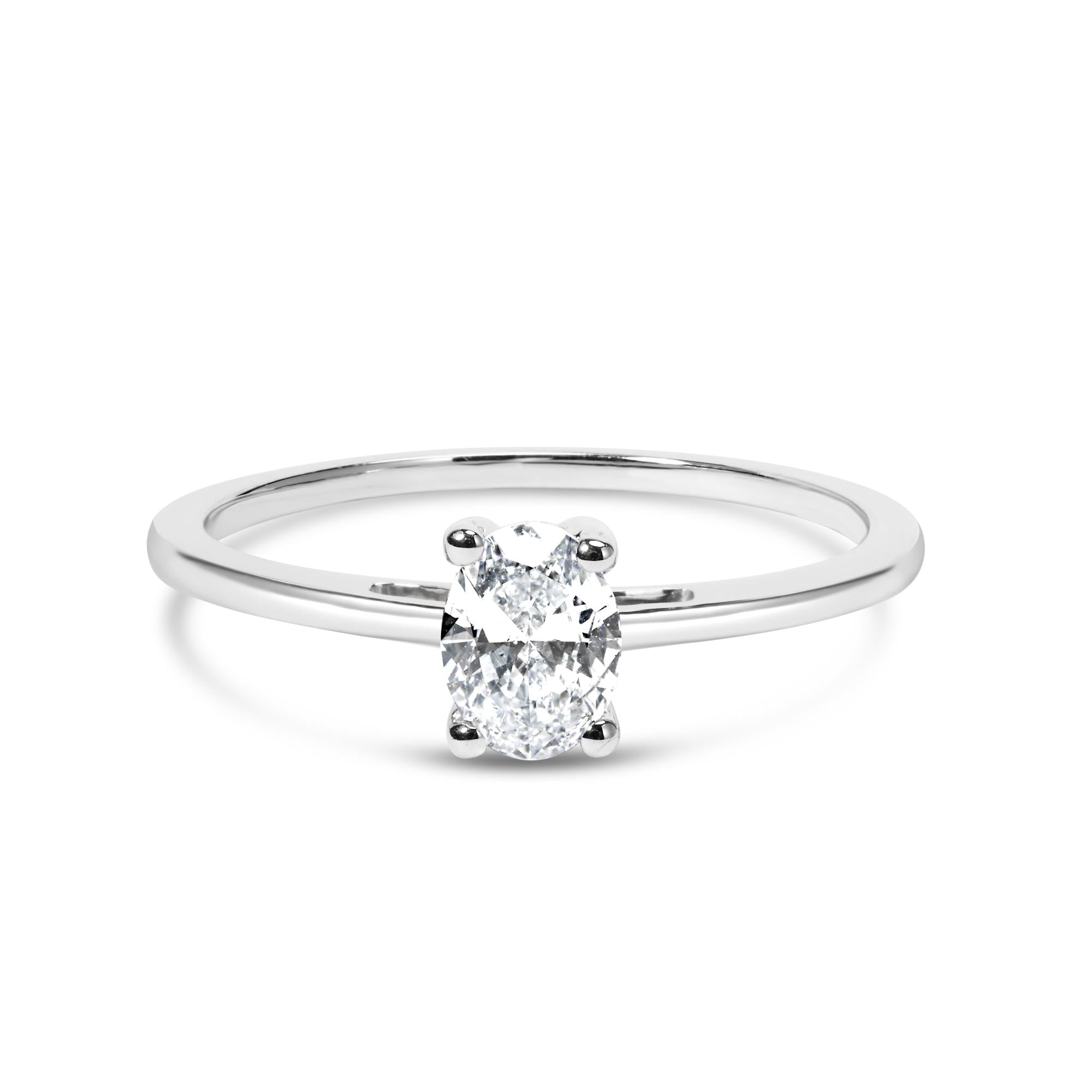 1/2 Ct. T.W. Oval Lab-Grown Diamond 4 Prong Solitaire Engagement Ring in 14K White Gold, photo 1
