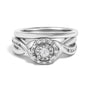 Conjunto de anillo de compromiso y banda de boda de halo bypass con diamantes de 1/7 ct. p.t. en plata de ley, foto 1