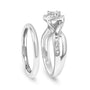 Conjunto de anillo de compromiso y banda de boda de halo bypass con diamantes de 1/7 ct. p.t. en plata de ley, foto 7