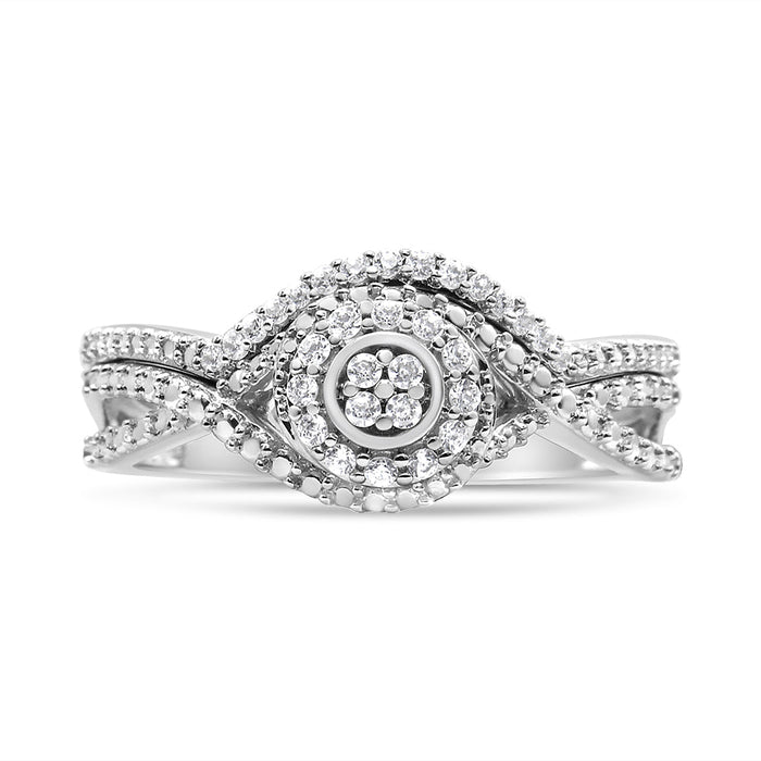1/6 Ct. T.W. Diamond Composite Halo and Split Shank Bridal Set Ring and Band in Sterling Silver, photo 5