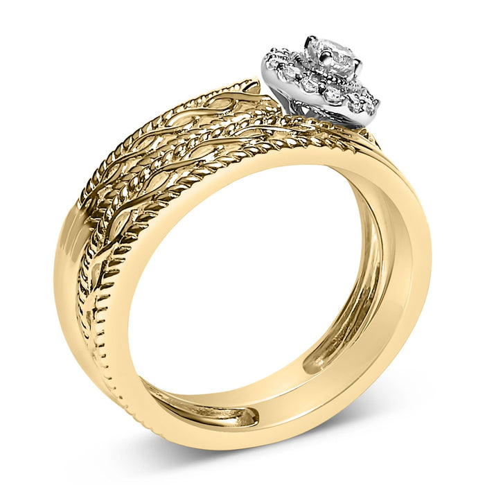 1/5 Ct. T.W. Diamond Halo Engagement Ring and Wedding Band Set in 14K Yellow Gold-Plated Sterling Silver, photo 4