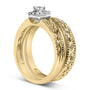 1/5 Ct. T.W. Diamond Halo Engagement Ring and Wedding Band Set in 14K Yellow Gold-Plated Sterling Silver, photo 5
