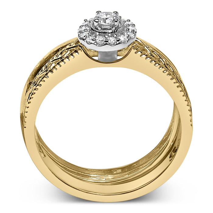 1/5 Ct. T.W. Diamond Halo Engagement Ring and Wedding Band Set in 14K Yellow Gold-Plated Sterling Silver, photo 6