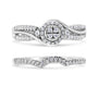 Conjunto nupcial de anillo y banda bypass con marco de diamantes en racimo de 1/3 ct. p.t. en plata de ley, foto 2