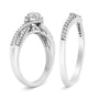 Conjunto nupcial de anillo y banda bypass con marco de diamantes en racimo de 1/3 ct. p.t. en plata de ley, foto 4