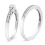 Conjunto nupcial clásico de anillo de compromiso con milgrano y diamantes de 1/3 ct. p.t. en plata de ley, foto 4