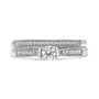 Conjunto nupcial clásico de anillo de compromiso con milgrano y diamantes de 1/3 ct. p.t. en plata de ley, foto 5