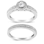 1/2 Ct. T.W. Diamond Halo and Milgrain Engagement Ring Bridal Set in Sterling Silver, photo 1
