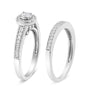 1/2 Ct. T.W. Diamond Halo and Milgrain Engagement Ring Bridal Set in Sterling Silver, photo 4