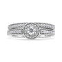 1/2 Ct. T.W. Diamond Halo and Milgrain Engagement Ring Bridal Set in Sterling Silver, photo 5