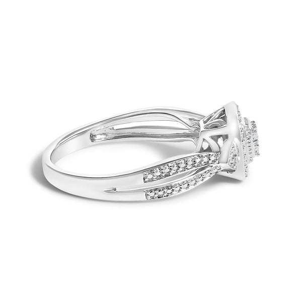 1/10 Ct. T.W. Diamond Cluster Halo Promise Ring in 10K White Gold, photo 2