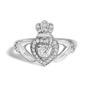 Anillo Claddagh de corazón con diamantes de 3/8 ct. p.t. en oro blanco de 14K, foto 1