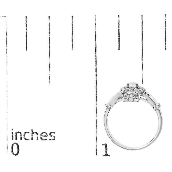 Anillo Claddagh de corazón con diamantes de 3/8 ct. p.t. en oro blanco de 14K, foto 7