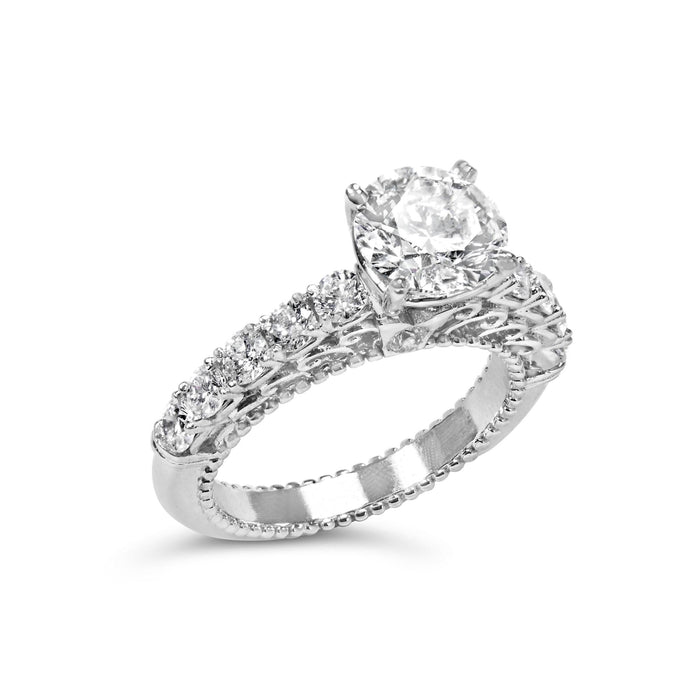 3 1/5 Ct. T.W. Lab-Grown Diamond Vintage Style Engagement Ring in 14K White Gold, photo 2