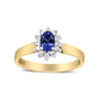 Anillo de halo con diamantes redondos de 1/5 ct. p.t. y tanzanita azul ovalada de 6x4mm en oro amarillo de 14K, color H-I, claridad I1-I2, foto 5