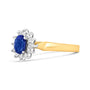 Anillo de halo con diamantes redondos de 1/5 ct. p.t. y tanzanita azul ovalada de 6x4mm en oro amarillo de 14K, color H-I, claridad I1-I2, foto 6