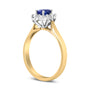 Anillo de halo con diamantes redondos de 1/5 ct. p.t. y tanzanita azul ovalada de 6x4mm en oro amarillo de 14K, color H-I, claridad I1-I2, foto 7