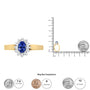 Anillo de halo con diamantes redondos de 1/5 ct. p.t. y tanzanita azul ovalada de 6x4mm en oro amarillo de 14K, color H-I, claridad I1-I2, foto 8