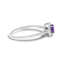Anillo de halo con piedra natal ovalada de 5x3mm y detalle de diamante en oro blanco de 10K, foto 22