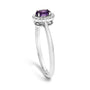 Anillo de halo con piedra natal ovalada de 5x3mm y detalle de diamante en oro blanco de 10K, foto 55