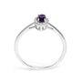 Anillo de halo con piedra natal ovalada de 5x3mm y detalle de diamante en oro blanco de 10K, foto 66