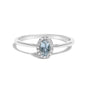 Anillo de halo con piedra natal ovalada de 5x3mm y detalle de diamante en oro blanco de 10K, foto 10