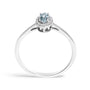 Anillo de halo con piedra natal ovalada de 5x3mm y detalle de diamante en oro blanco de 10K, foto 65