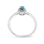 Anillo de halo con piedra natal ovalada de 5x3mm y detalle de diamante en oro blanco de 10K, foto 64